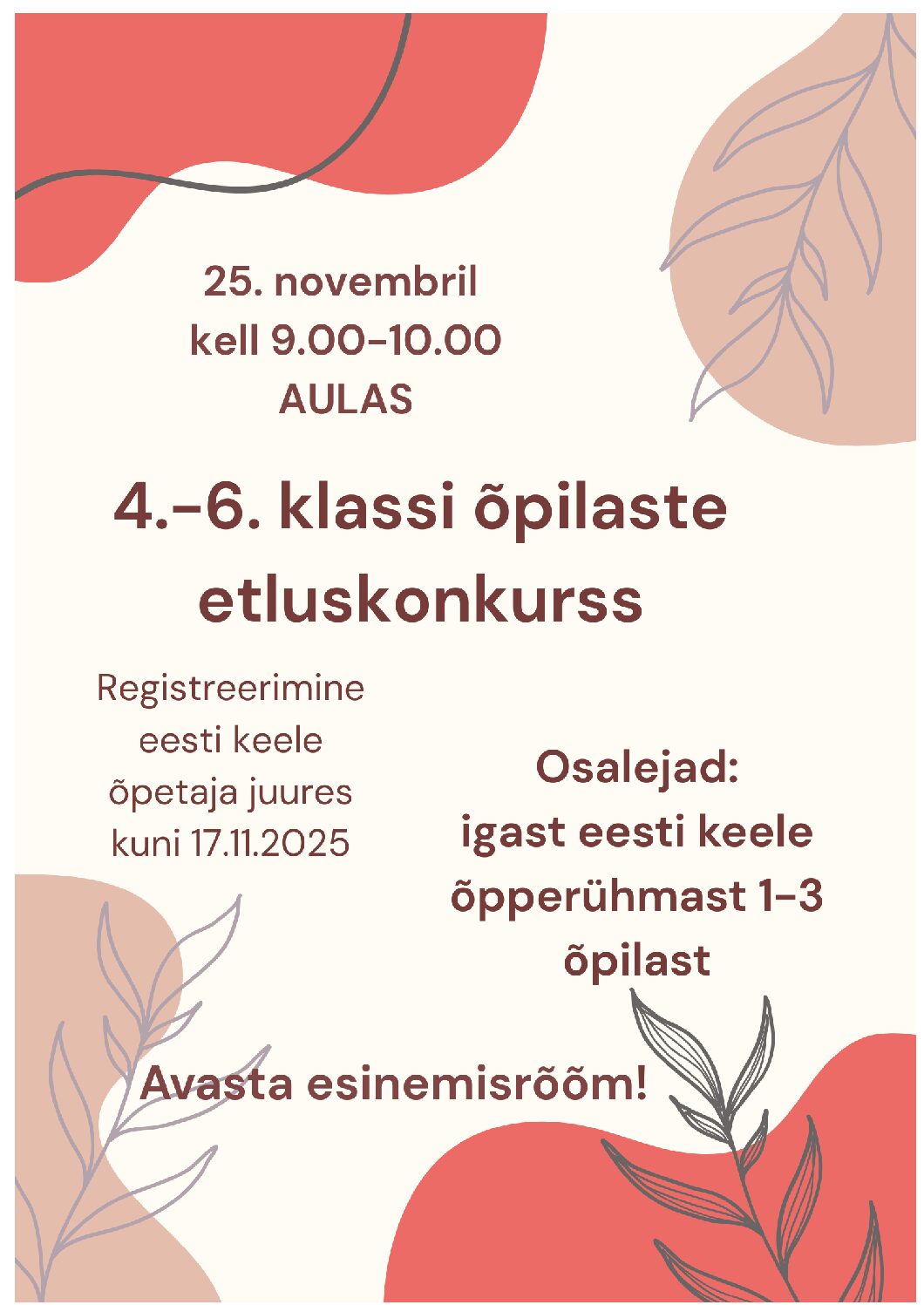 4.-6. klassi õpilaste etluskonkurss