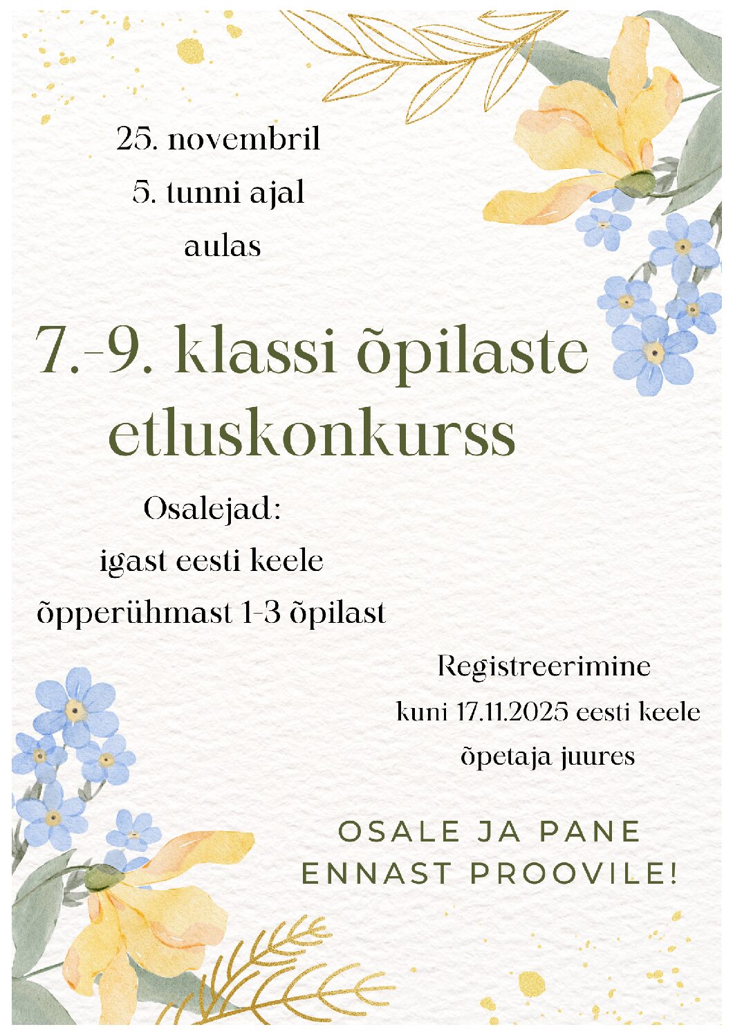 7.-9. klassi õpilaste etluskonkurss